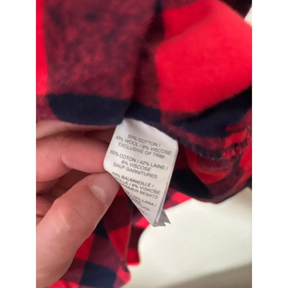 J.Crew Buffalo Plaid Popover Shirt Women’s Medium Red Navy Wool Blend